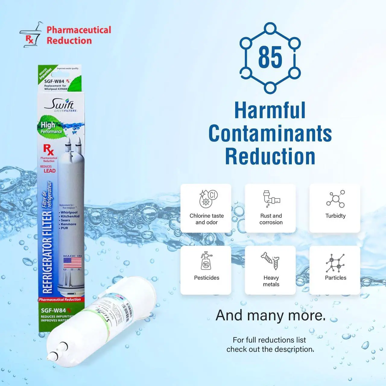 Alt view image 4 of 7 - Swift Green Filters SGF-W84 Rx Compatible Pharmaceuticals Refrigerator Water Filter for 4396841, 4396710, EDR3RXD1, EFF-6016A, EFF-6008A, EDR3RXD1, Made in USA (2 Pack)