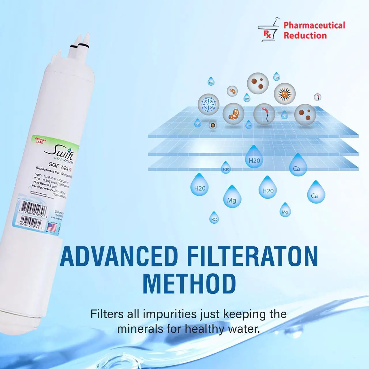 Alt view image 6 of 7 - Swift Green Filters SGF-W84 Rx Compatible Pharmaceuticals Refrigerator Water Filter for 4396841, 4396710, EDR3RXD1, EFF-6016A, EFF-6008A, EDR3RXD1, Made in USA (2 Pack)