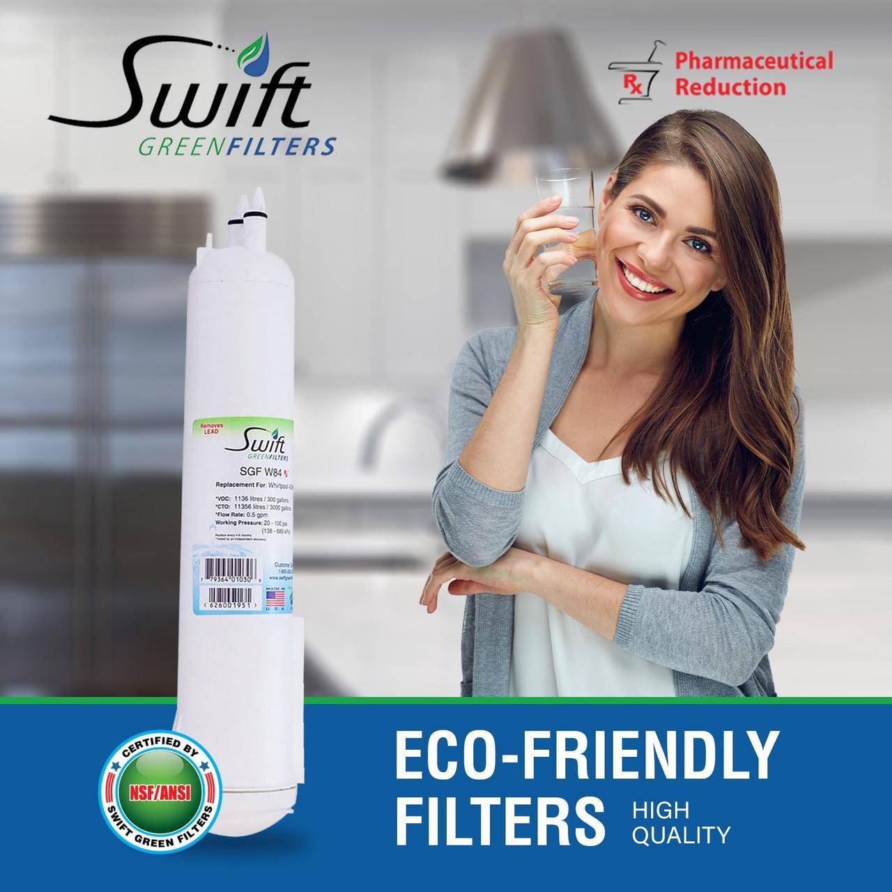 Alt view image 2 of 7 - Swift Green Filters SGF-W84 Rx Compatible Pharmaceuticals Refrigerator Water Filter for 4396841, 4396710, EDR3RXD1, EFF-6016A, EFF-6008A, EDR3RXD1, Made in USA (3 Pack)