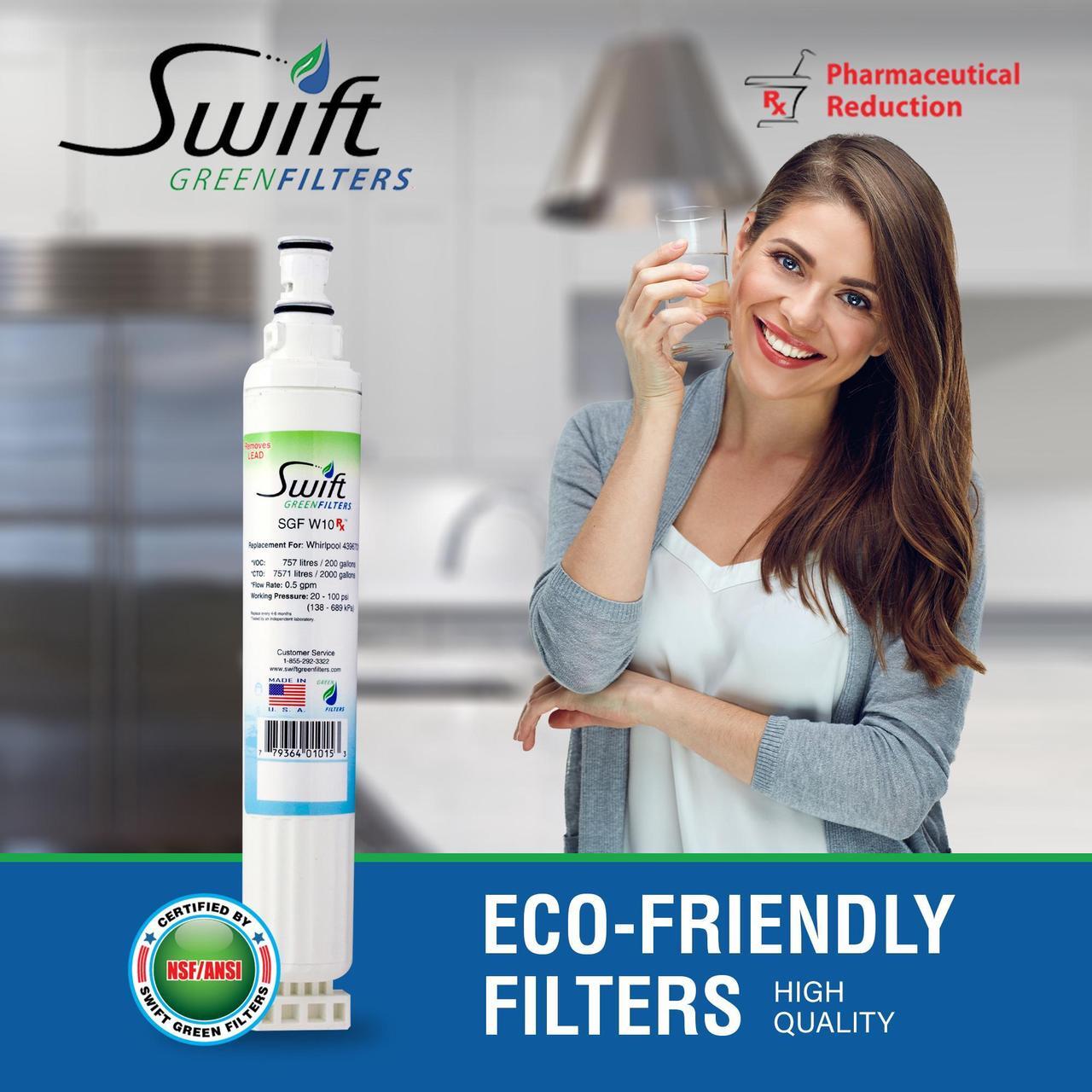 Alt view image 3 of 7 - Swift Green Filters SGF-W10 Rx Compatible Pharmaceuticals Refrigerator Water Filter for 4396701, EDR6D1, FILTER 6, 46-9915, CLCH125, EFF-6001A, Made in USA (3 Pack).