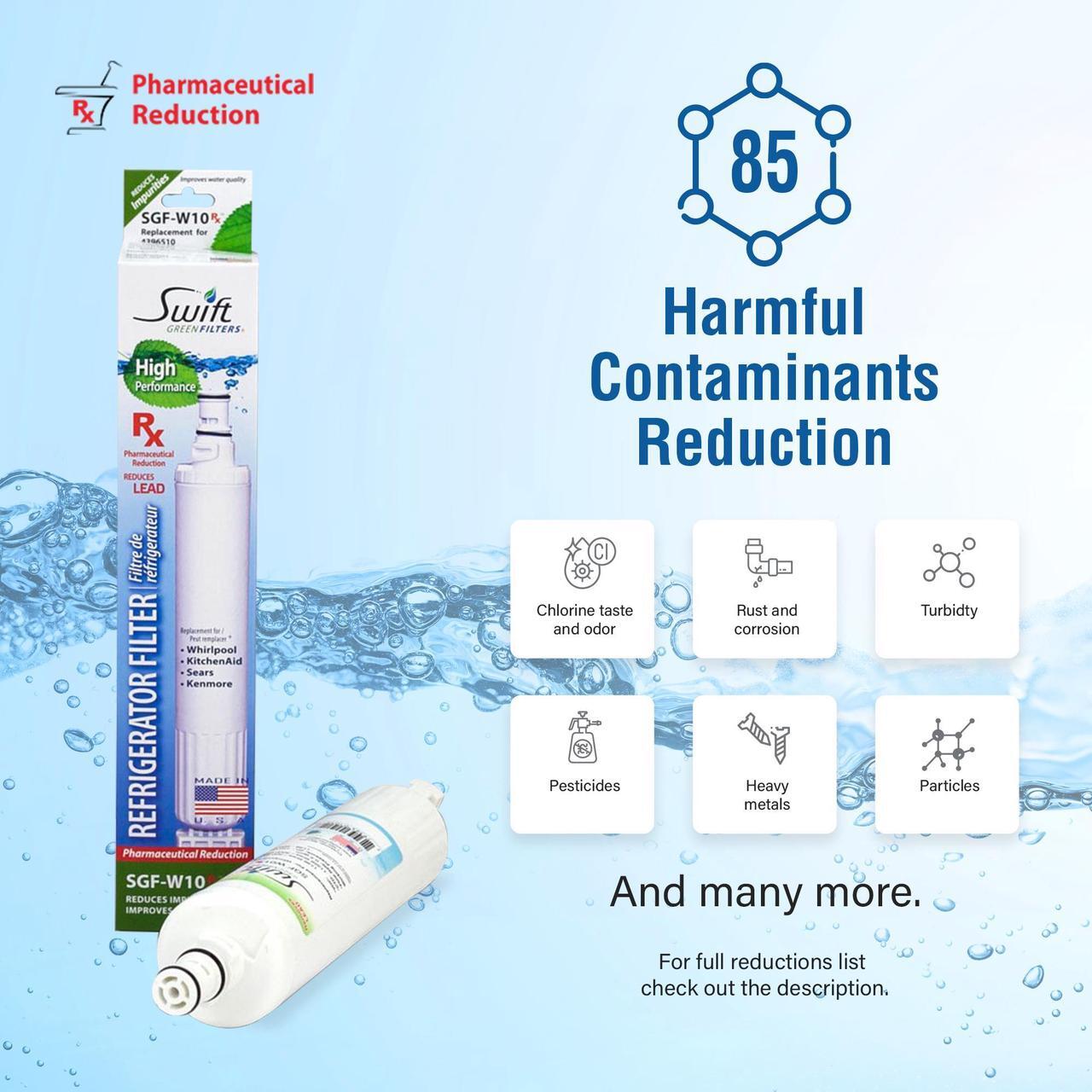 Alt view image 4 of 7 - Swift Green Filters SGF-W10 Rx Compatible Pharmaceuticals Refrigerator Water Filter for 4396701, EDR6D1, FILTER 6, 46-9915, CLCH125, EFF-6001A, Made in USA (3 Pack).