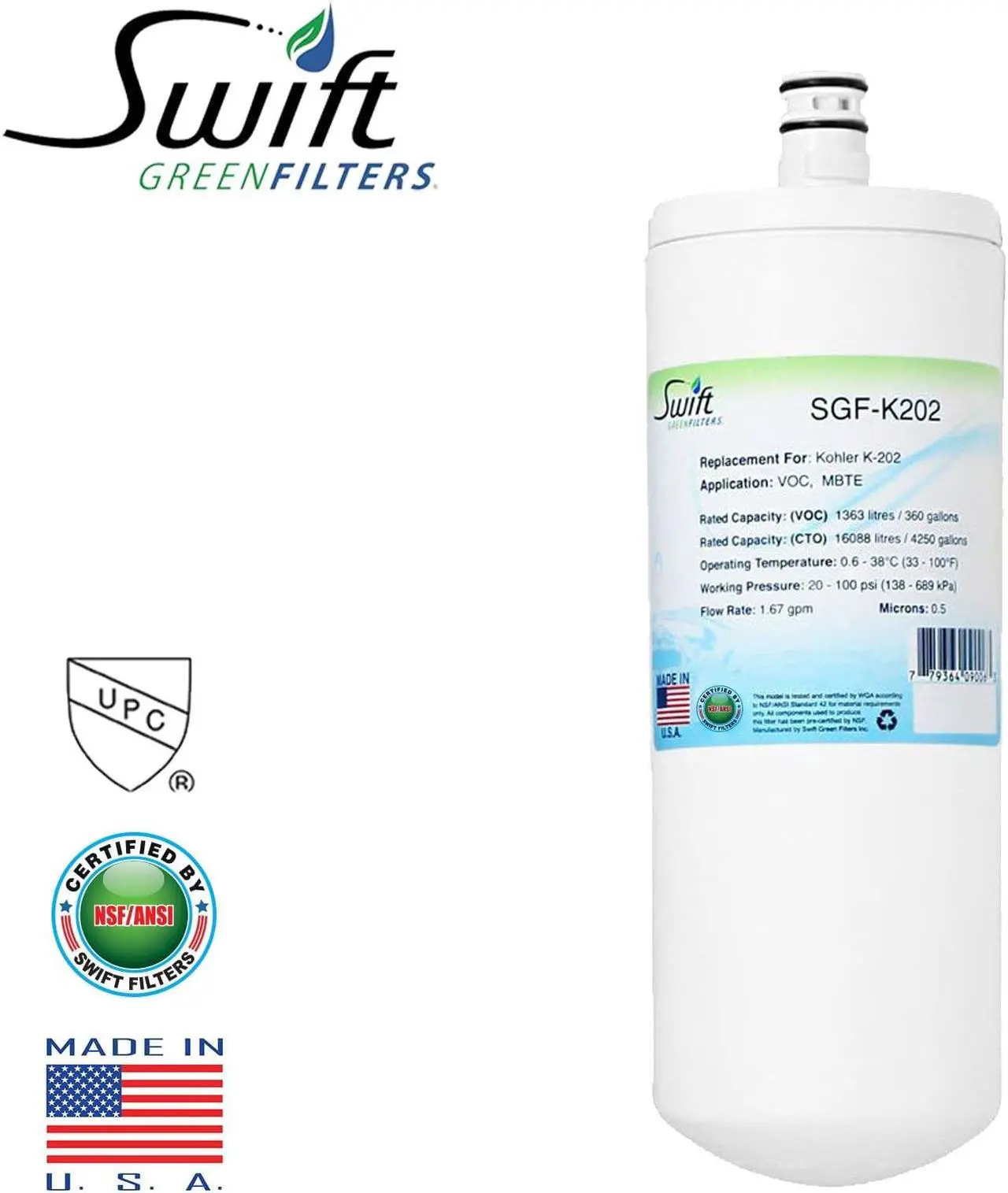 Main image of Swift Green Filters SGF-K202 Compatible Commercial Water Filter for K202 , Made in USA