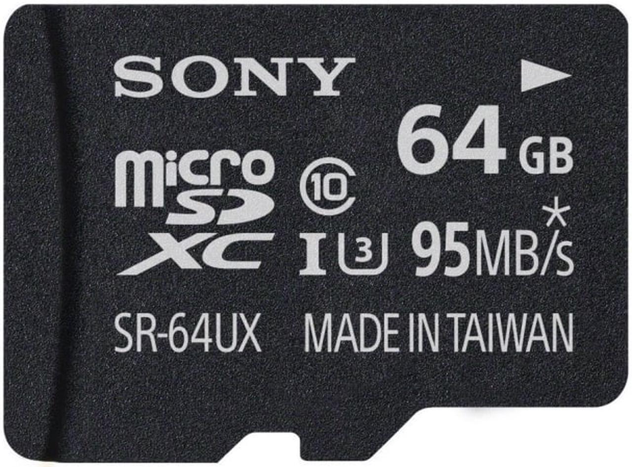 Sony SR-UX2A Series 64GB microSDXC UHS-I/U3 Class 10 Memory Card, Speed Up to 95MB/s (SR-64UX2A)