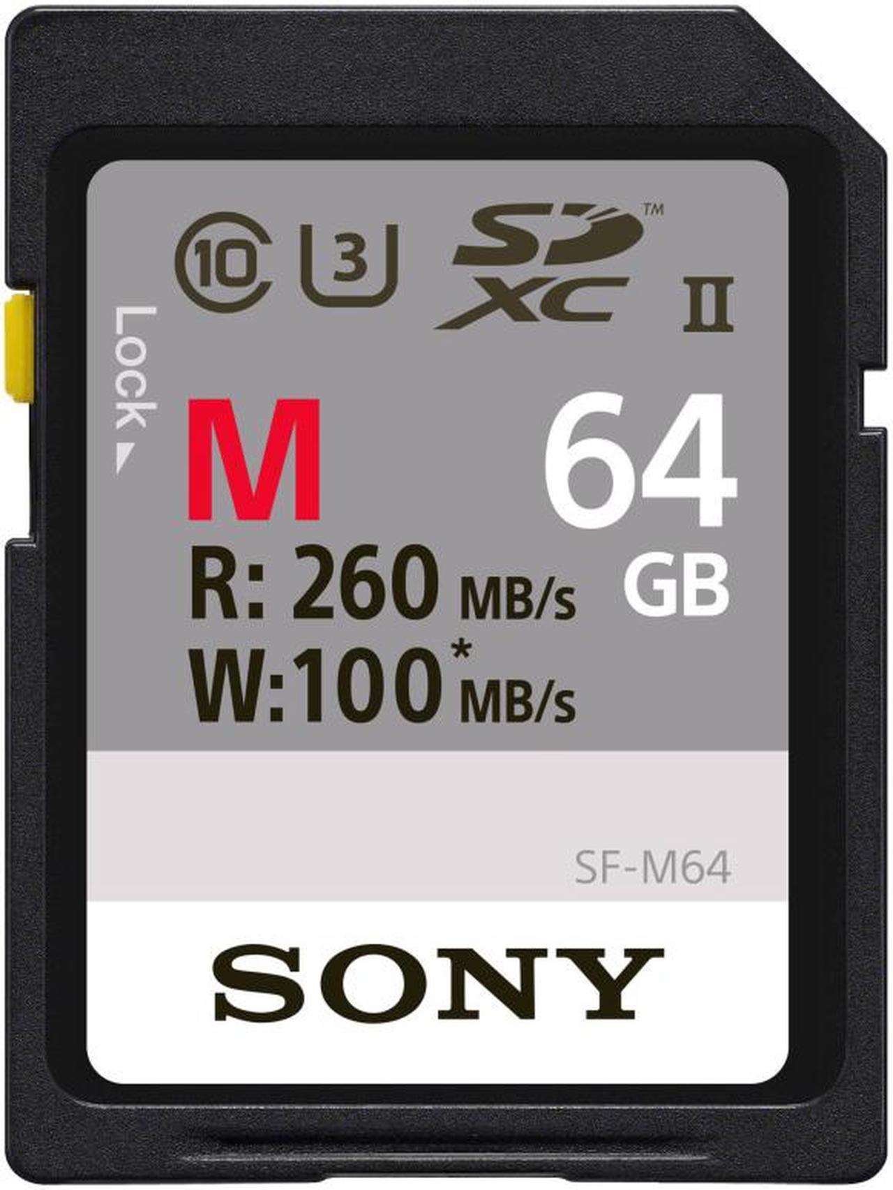 Sony SF-M Series 64GB SDXC UHS-II/U3 Class 10 Memory Card, Speed Up to 260MB/s (SF-M64)