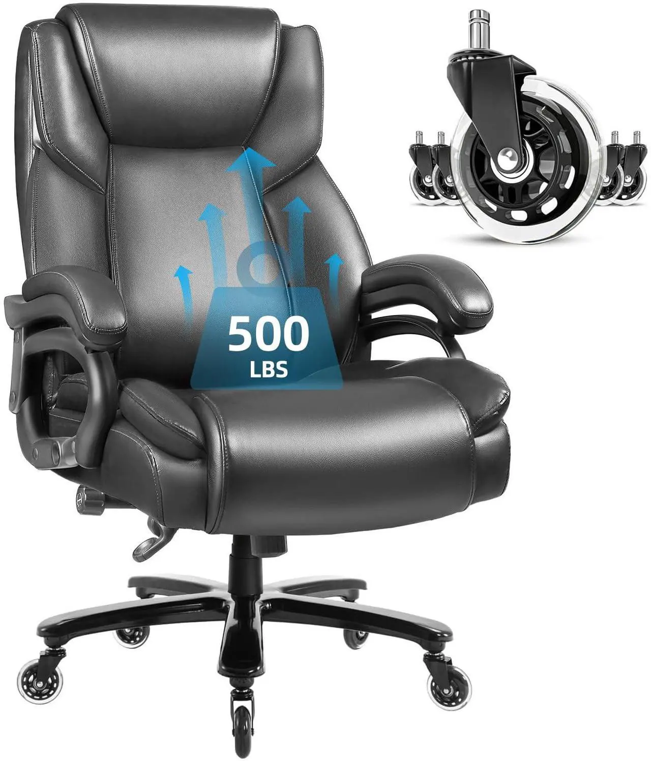 Main image of VITESSE 500lbs Heavy Duty Office Chair for Low Back Pain Relief, Big and Tall Office Chair with Ergonomic Lumbar Support, High Back Executive Chair with Quiet Rubber Wheel