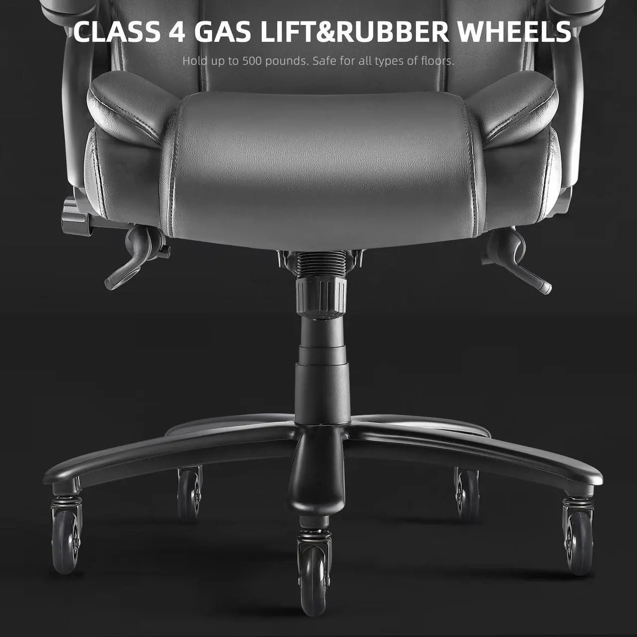Alt view image 2 of 6 - VITESSE 500lbs Heavy Duty Office Chair for Low Back Pain Relief, Big and Tall Office Chair with Ergonomic Lumbar Support, High Back Executive Chair with Quiet Rubber Wheel