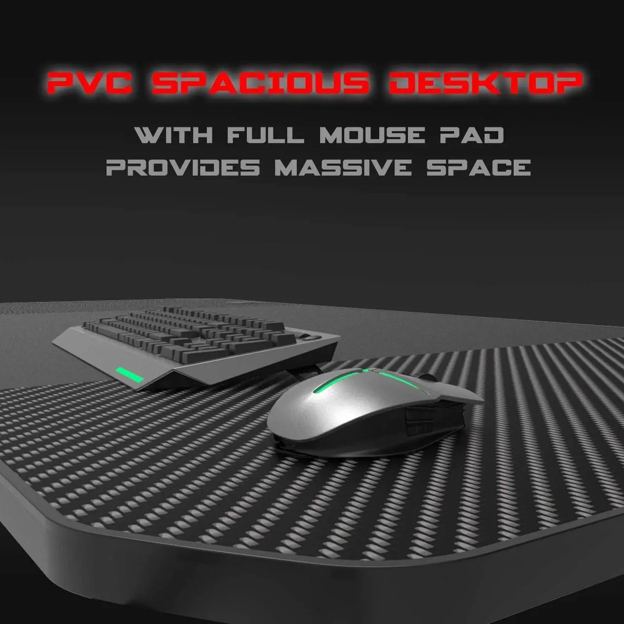 Alt view image 4 of 7 - Vitesse 63 inch Gaming Desk T Shaped Computer Desk with Free large Mouse pad, Racing Style Professional Gamer Game Station with USB Gaming Handle Rack, Cup Holder & Headphone Hook