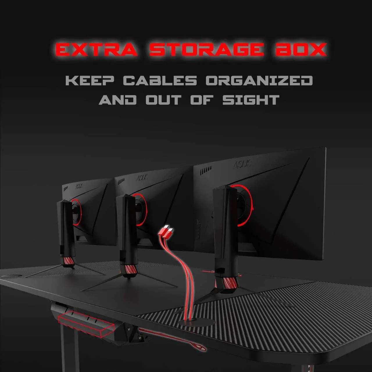 Alt view image 5 of 7 - Vitesse 63 inch Gaming Desk T Shaped Computer Desk with Free large Mouse pad, Racing Style Professional Gamer Game Station with USB Gaming Handle Rack, Cup Holder & Headphone Hook