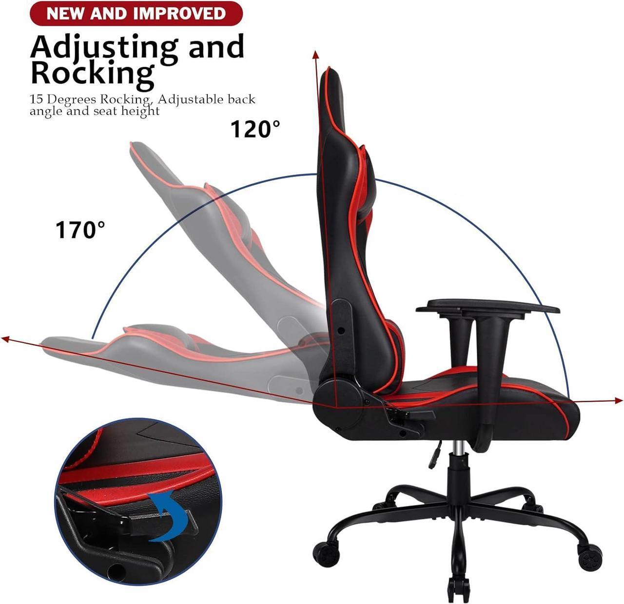 Alt view image 6 of 7 - Vitesse Gaming Office Chair with Carbon Fiber Design, High Back Racing Style Seat, Swivel, Lumbar Support and Headrest (Red)