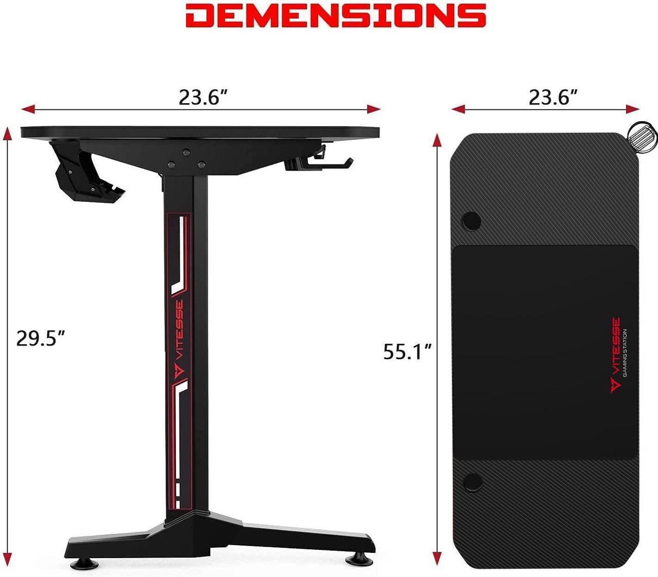 Alt view image 8 of 7 - Vitesse 55 inch Gaming Desk, Ergonomic Office PC Computer Desk with Full Desk Mouse Pad, T-Shaped Gamer Tables Pro with Gaming Handle Rack, Stand Cup Holder&Headphone Hook