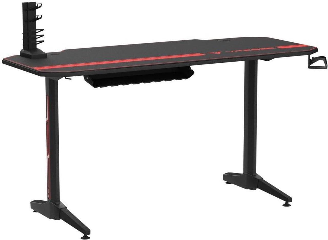Alt view image 4 of 7 - Vitesse 55 inch Gaming Desk, Ergonomic Office PC Computer Desk with Full Desk Mouse Pad, T-Shaped Gamer Tables Pro with Gaming Handle Rack, Stand Cup Holder&Headphone Hook