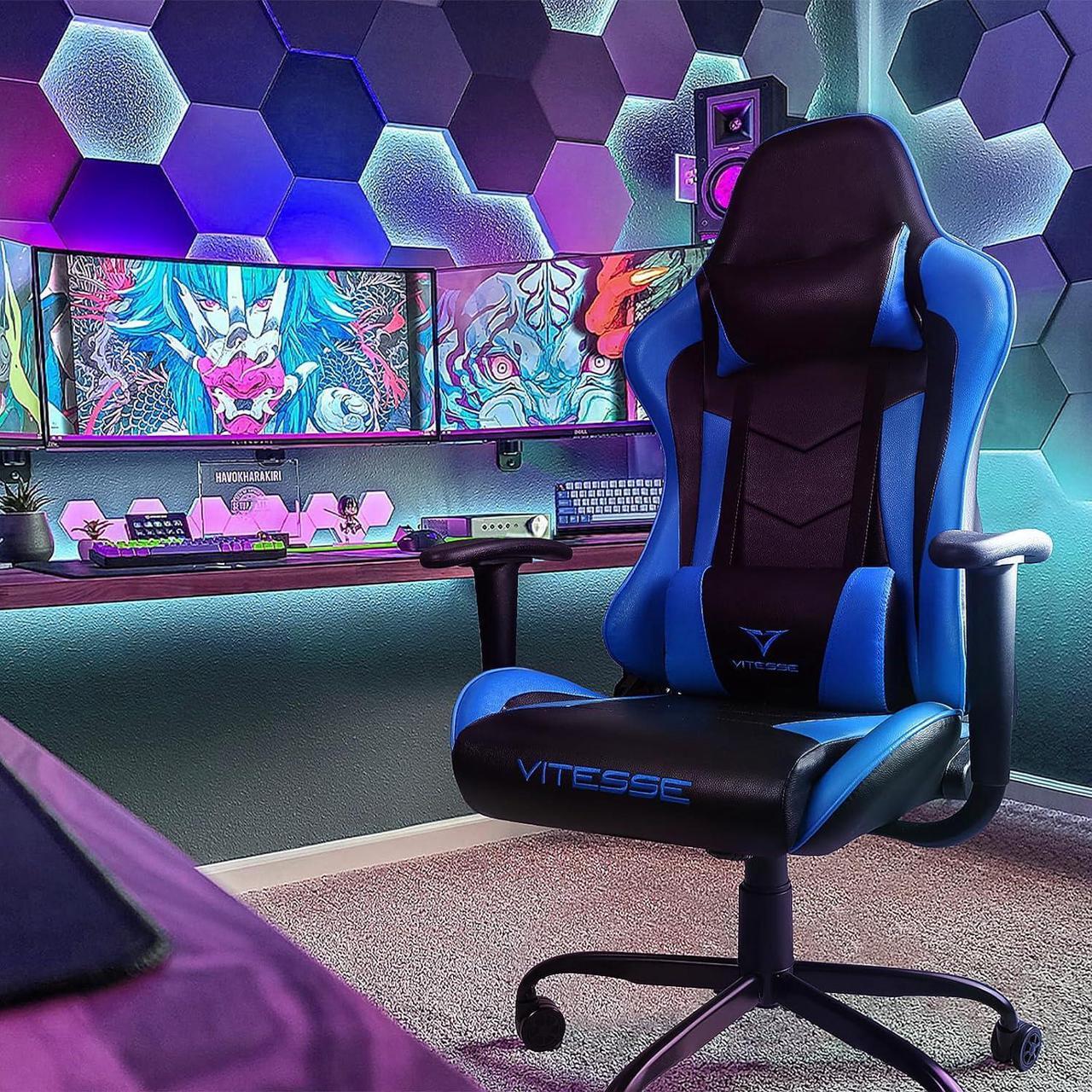 Alt view image 6 of 7 - VITESSE Ergonomic Gaming Chair for Adults, 300 lbs PC Computer Gaming Office Chair with Lumbar Support and Headrest