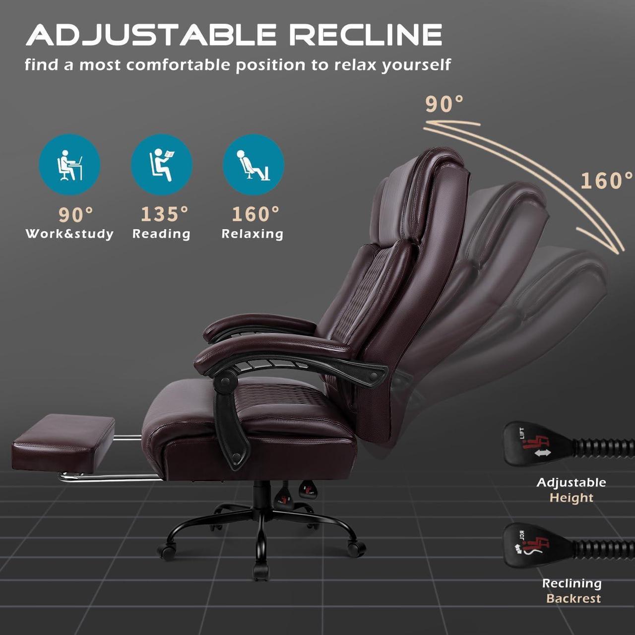 Alt view image 2 of 7 - VITESSE Office Chair,Executive Heavy Duty Office Chair with Foot Rest Ergonomic High Back Computer Gaming Chairs Home Office 400lbs,Big and Tall with Lumbar Support (BRW)