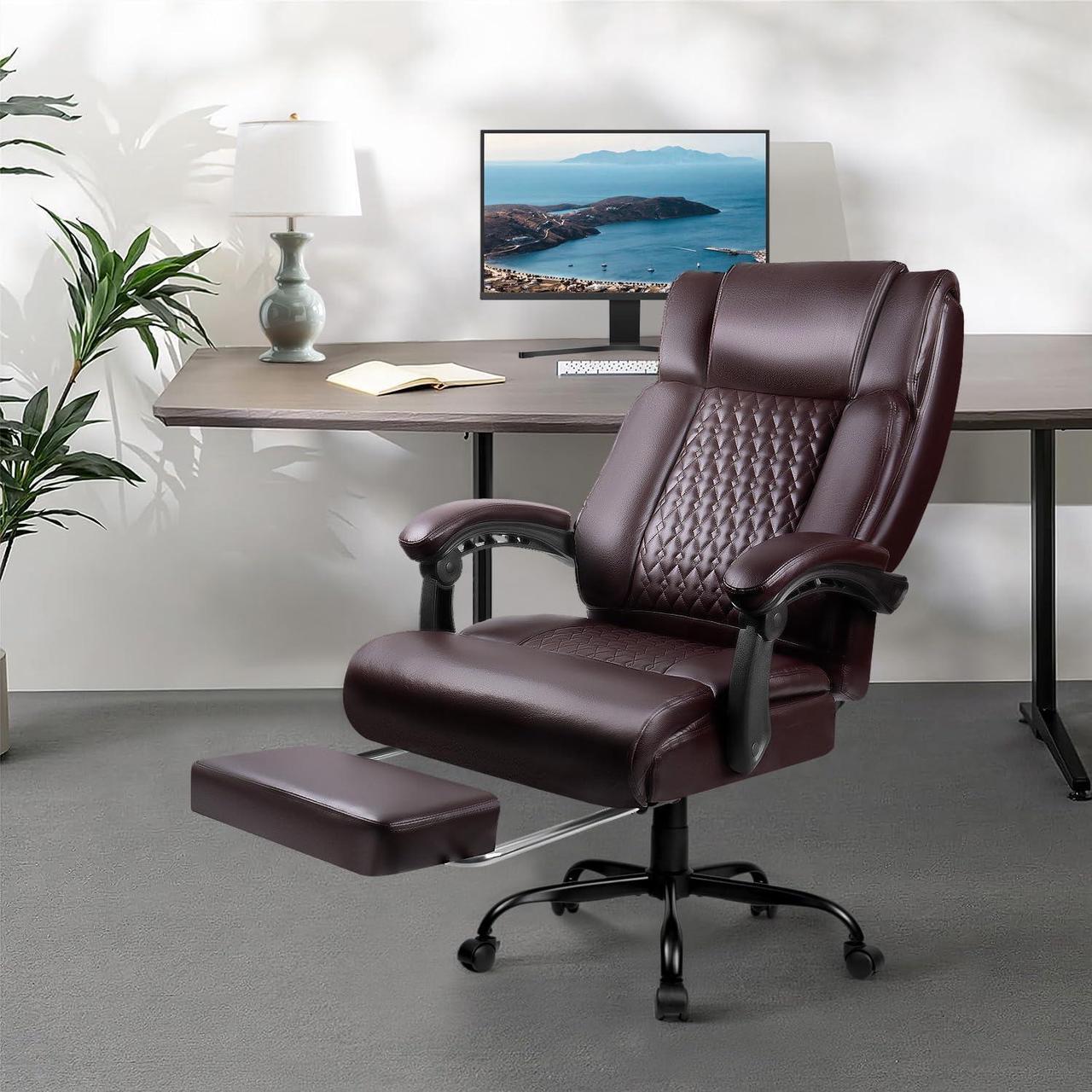 Alt view image 5 of 7 - VITESSE Office Chair,Executive Heavy Duty Office Chair with Foot Rest Ergonomic High Back Computer Gaming Chairs Home Office 400lbs,Big and Tall with Lumbar Support (BRW)