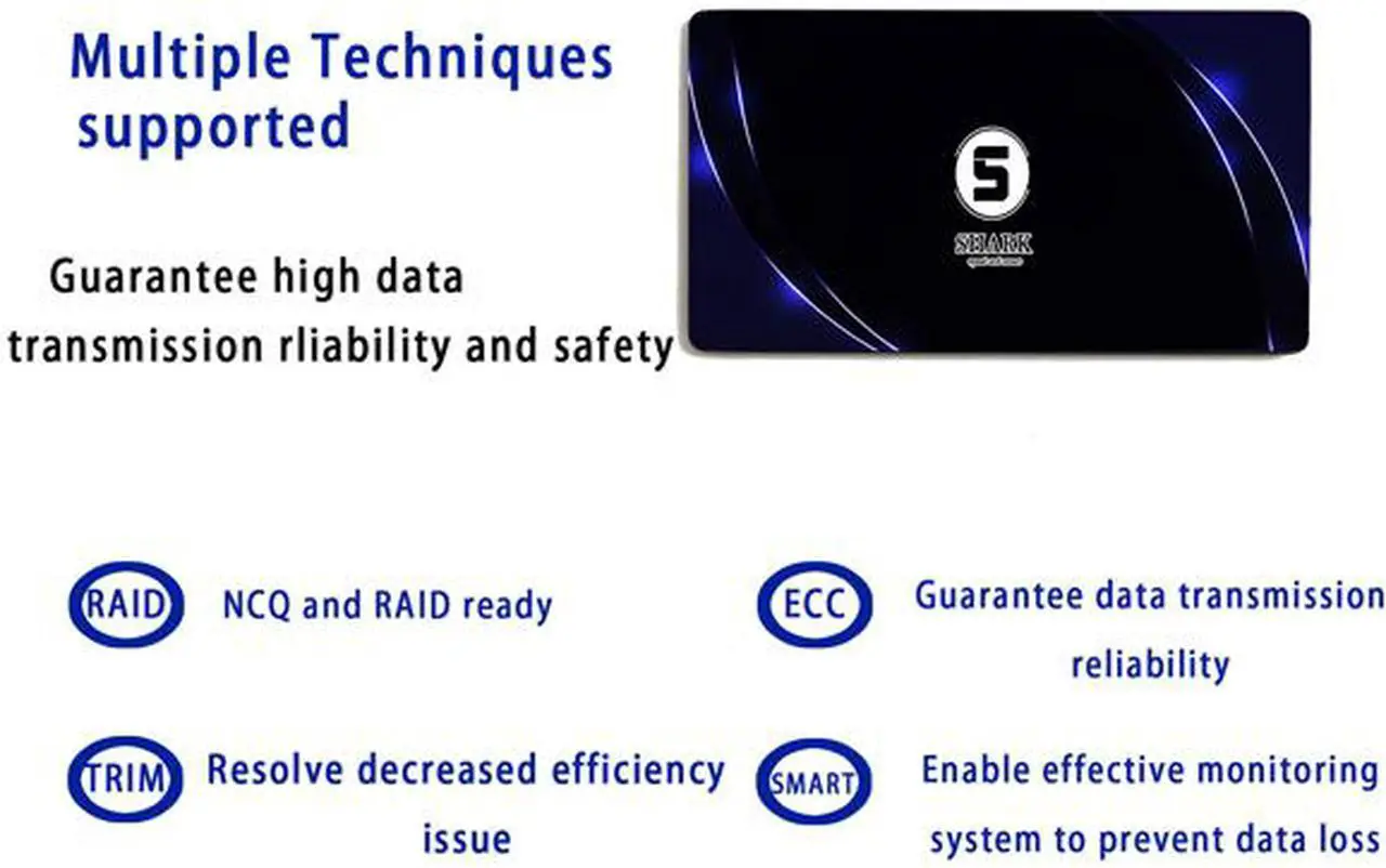 Alt view image 3 of 5 - Shark SSD 60GB SATA3 3D NAND 2.5 Inch 7MM Height MLC TLC Desktop Laptop Hard Drive