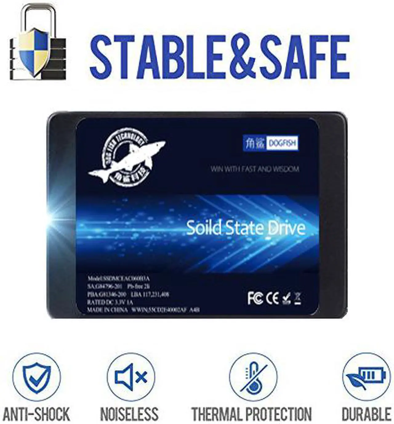 Alt view image 2 of 6 - SSD SATA III 2.5-inch 64GB Dogfish Internal Hard Drive SSD 3D NAND Solid State Drive, SATA III 6Gb/s 2.5 inch 7mm (0.28”) read up to 400MB/s (2.5-SATA III 64GB)
