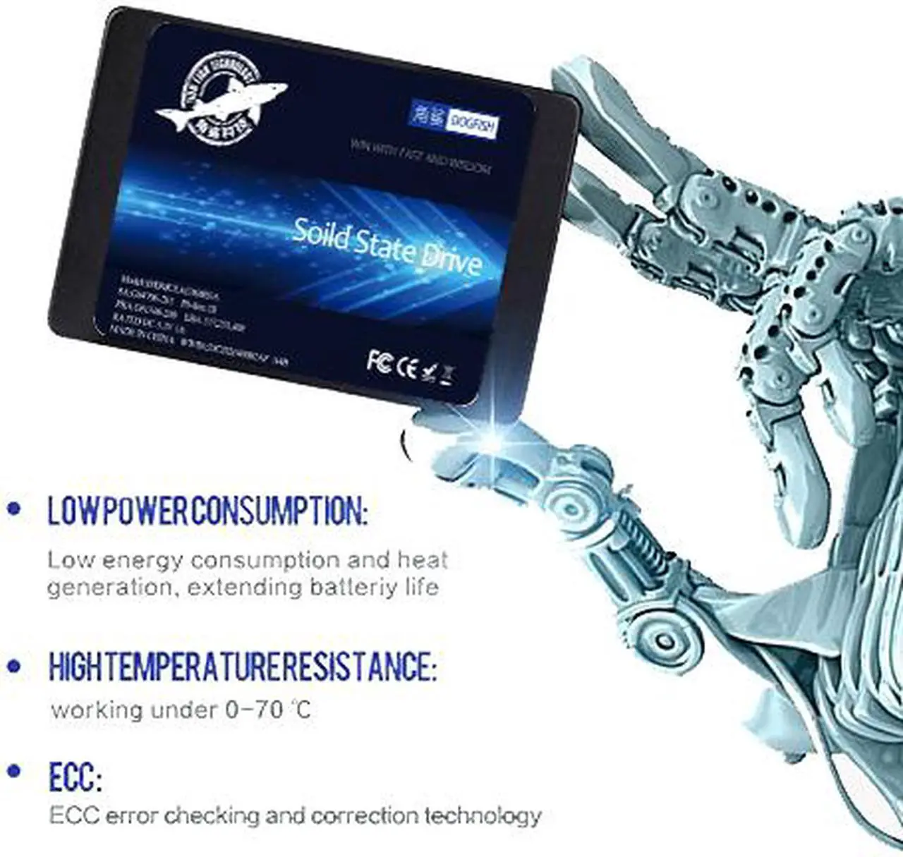 Alt view image 3 of 6 - SSD SATA III 2.5-inch 64GB Dogfish Internal Hard Drive SSD 3D NAND Solid State Drive, SATA III 6Gb/s 2.5 inch 7mm (0.28”) read up to 400MB/s (2.5-SATA III 64GB)