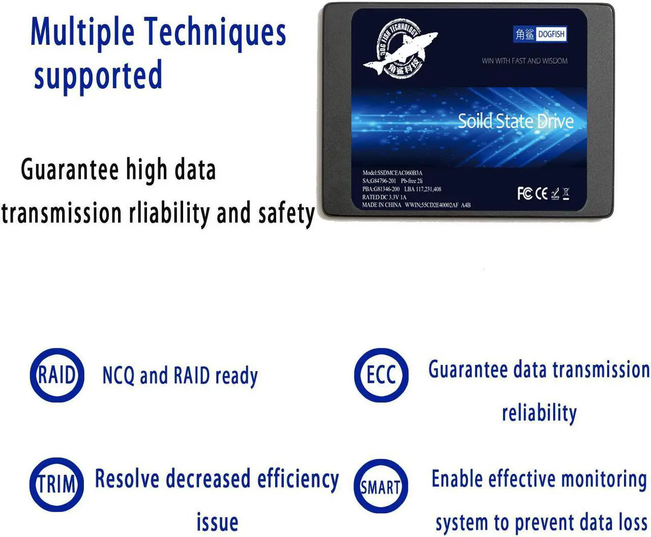 Alt view image 5 of 6 - SSD SATA III 2.5-inch 64GB Dogfish Internal Hard Drive SSD 3D NAND Solid State Drive, SATA III 6Gb/s 2.5 inch 7mm (0.28”) read up to 400MB/s (2.5-SATA III 64GB)