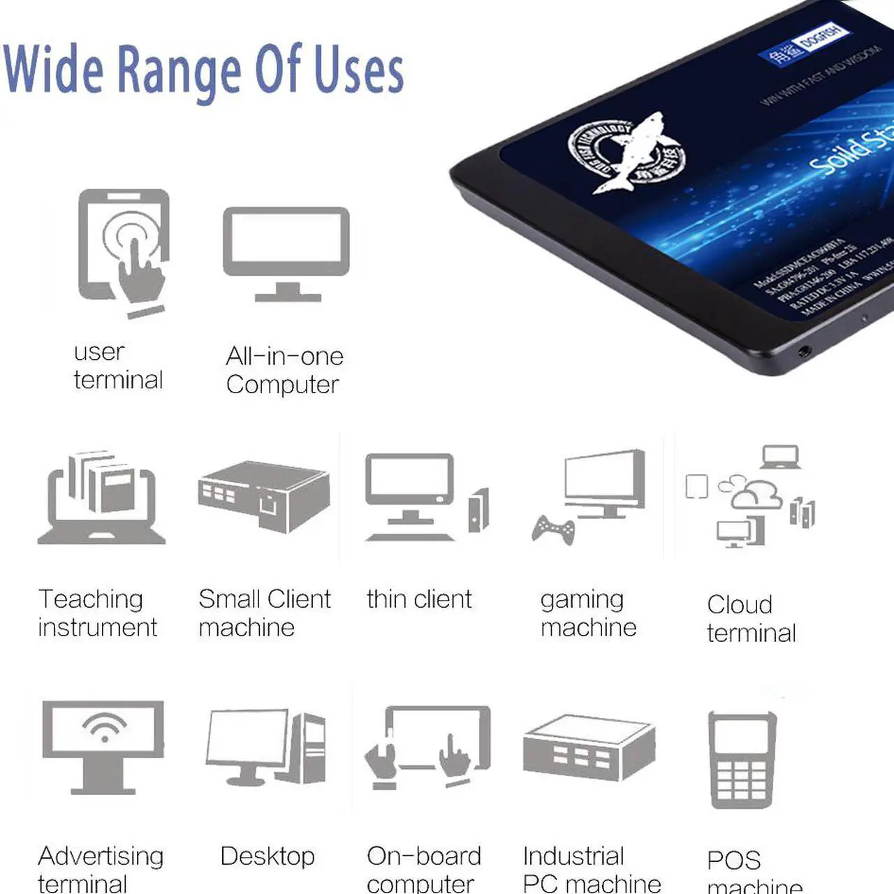 Alt view image 6 of 6 - SSD SATA III 2.5-inch 64GB Dogfish Internal Hard Drive SSD 3D NAND Solid State Drive, SATA III 6Gb/s 2.5 inch 7mm (0.28”) read up to 400MB/s (2.5-SATA III 64GB)