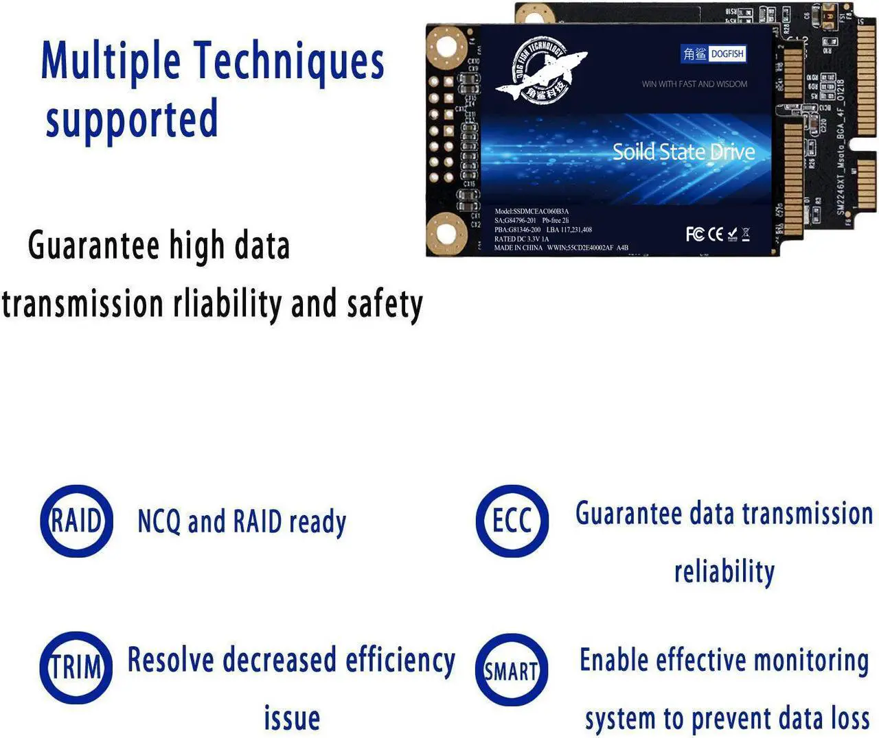 Alt view image 5 of 6 - mSATA SSD 500GB Dogfish 3D NAND TLC SATA III 6 Gb/s, mSATA (30x50.9mm) Internal Solid State Drive Compatible with Desktop PC Laptop (mSATA 500GB)