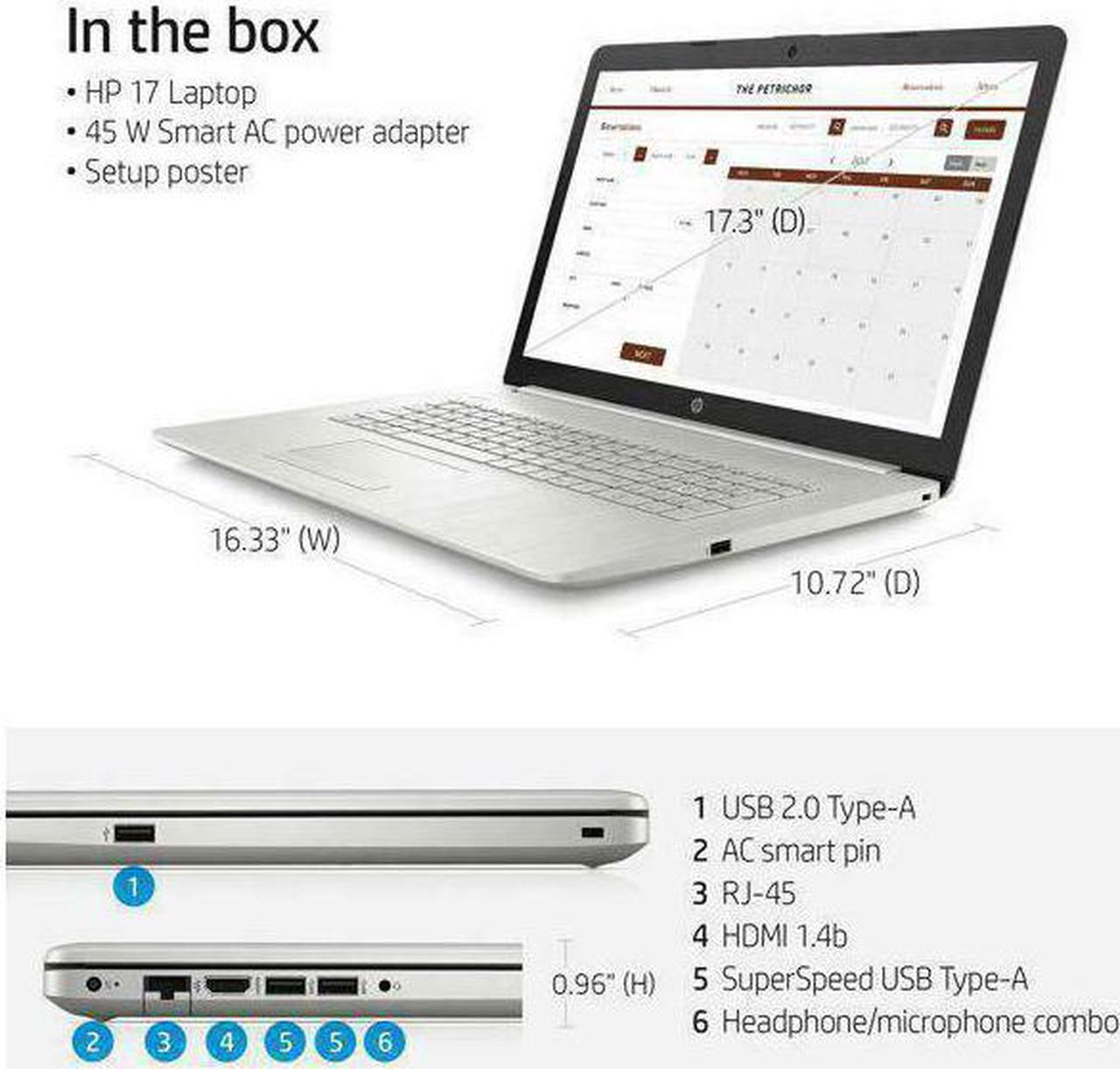 Alt view image 5 of 7 - HP Laptop 17-by4061nr Laptop, 17.3" diagonal, FHD (1920 x 1080), Intel Core i5-1135G7, 8 GB RAM, 512 GB SSD, Windows 11