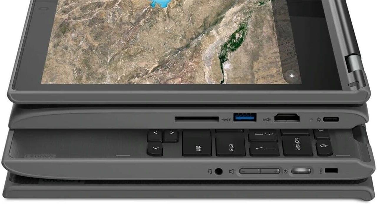 Alt view image 2 of 5 - Lenovo 300e 2nd Gen 2-in-1 Laptop, 11.6" HD (1366x768) Touchscreen, MediaTek MTK 8173C ARM Cortex-A72/A53 Heterogeneous Multi-, 4GB RAM, 32GB eMMC flash memory on board, Chrome OS
