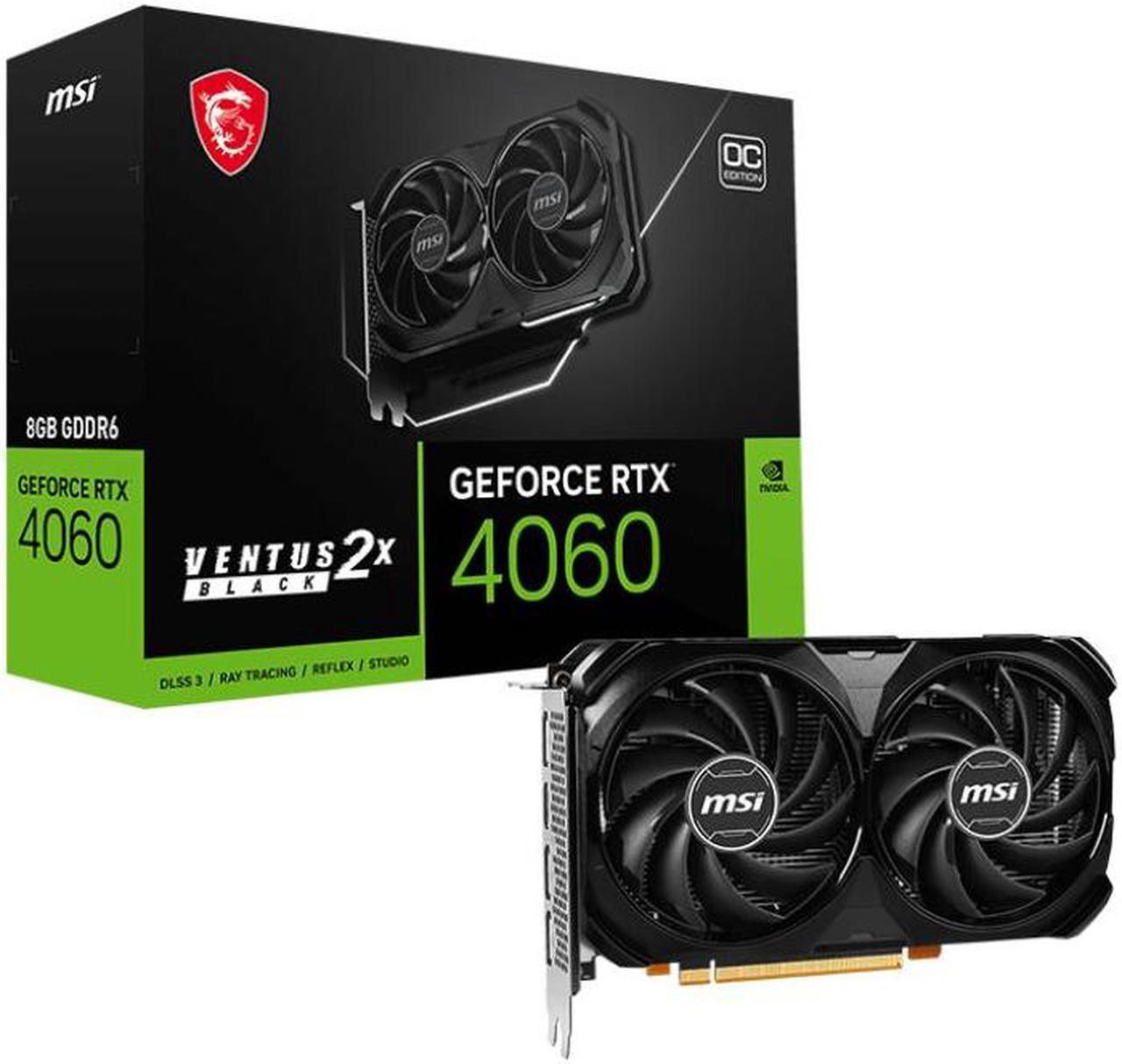 MSI GeForce RTX 4060 VENTUS 2X BLACK OC video card 8GB of GDDR6 RAM 128 bit