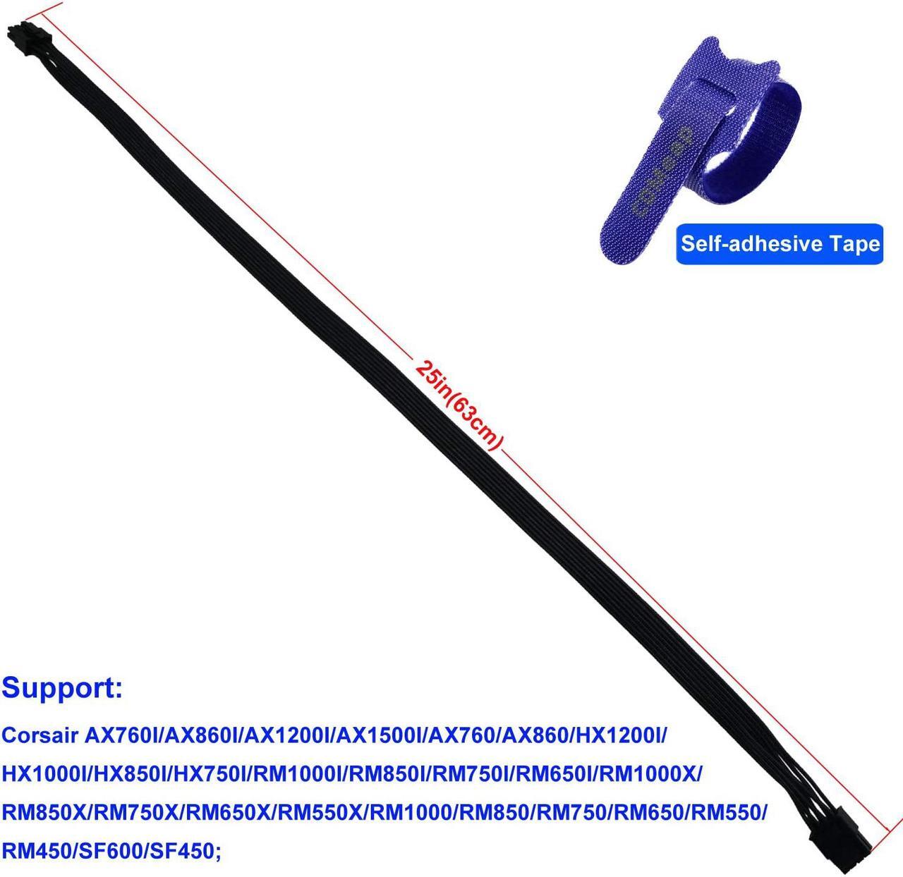 Alt view image 6 of 6 - COMeap CPU 8 Pin Male to CPU 8 Pin (4+4 Detachable) Male EPS-12V Motherboard Power Adapter Cable for Corsair Modular Power Supply 25-inch(63cm)