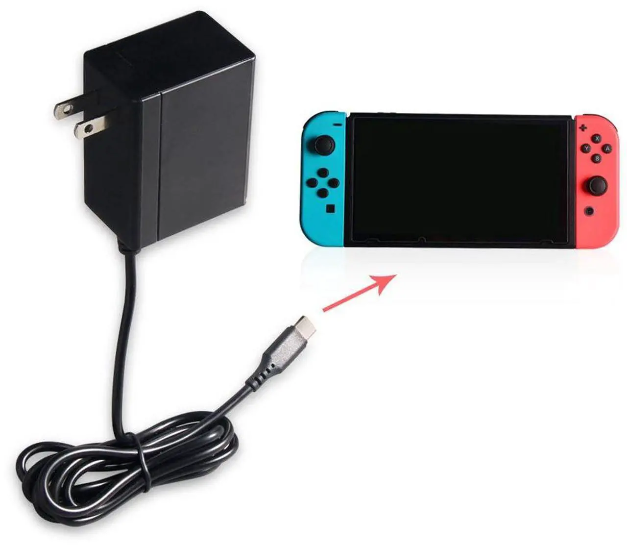 Alt view image 3 of 6 - AC Adapter for Nintendo Switch - Nintendo Switch Charger with 5FT Power Cord - 15V 2.6A Power Adapter for Nintendo Switch (Support TV Mode and Switch Pro Controller)