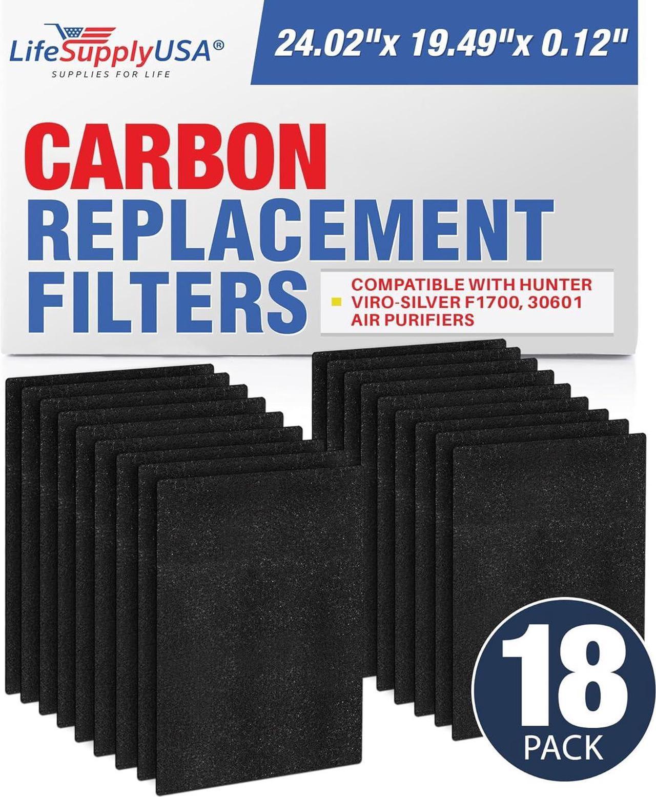 6 Replacement Cut-to-Fit Universal Carbons fit Hunter F1700 Viro-Silver and 30601 Pre-Filter Sheet 20" x 24"