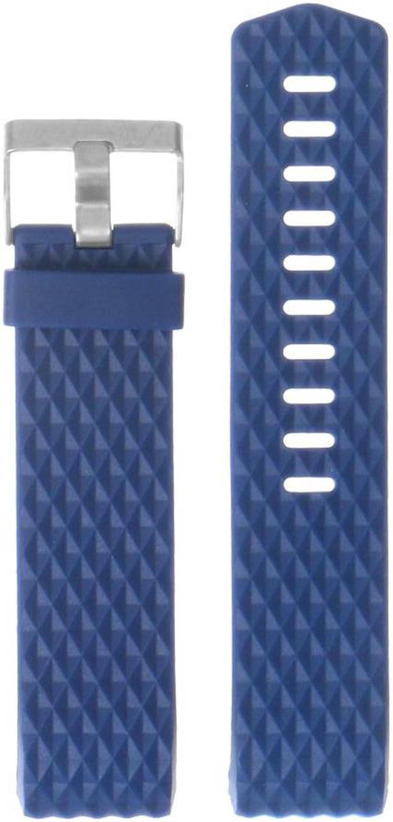 Alt view image 2 of 3 - StrapsCo Small/Large Diamond Pattern Silicone Replacement Watch Band Strap for Fitbit Charge 2 (Royal Blue)