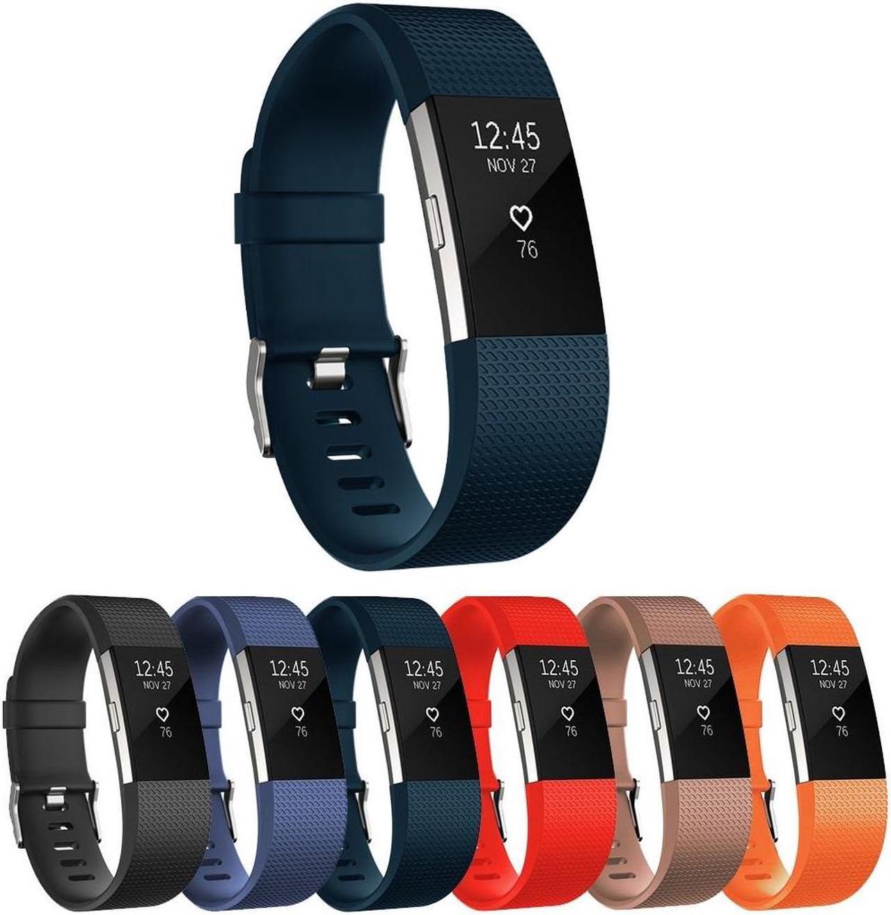 Main image of StrapsCo Small/Large Silicone Replacement Watch Band Strap for Fitbit Charge 2 (Midnight Blue)