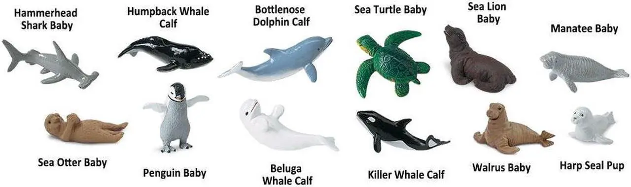 Alt view image 10 of 14 - Plastic Miniatures In Toobs-Baby Sealife