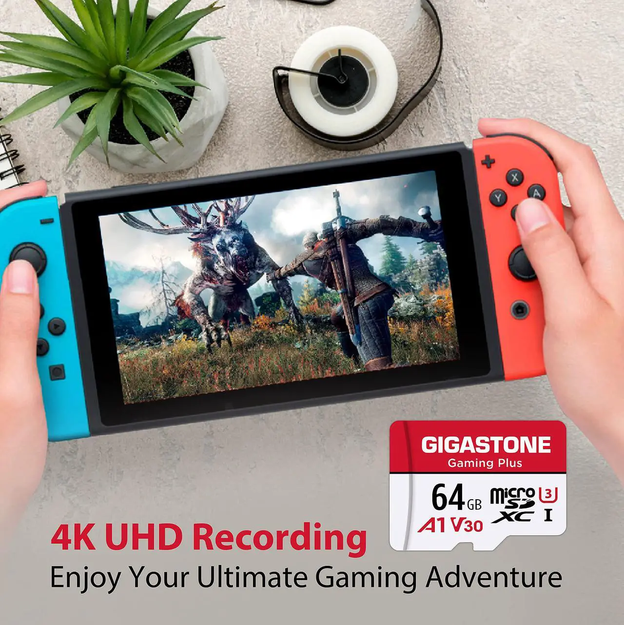 Alt view image 4 of 8 - Gigastone 64GB Micro SD Card, Gaming Plus, Nintendo-Switch Compatible MicroSDXC Memory Card, 95MB/s, 4K Video Recording, Action Camera, Wyze, GoPro,Dash Cam, Security Camera, UHS-I A1 U3 V30 Class 10