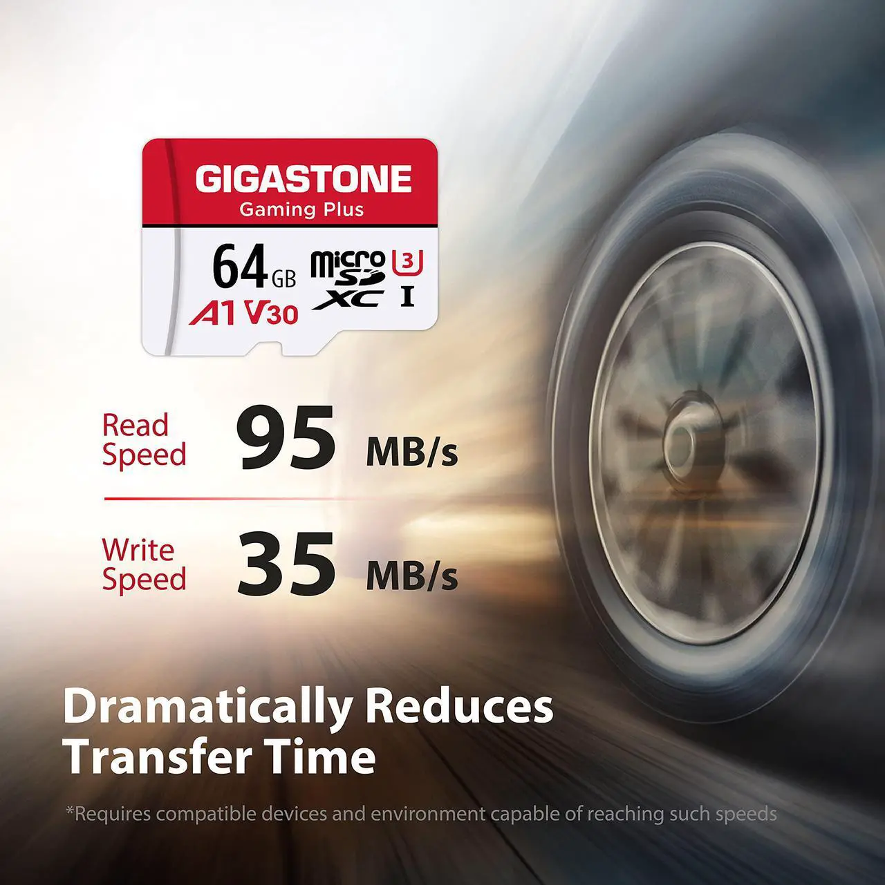 Alt view image 2 of 8 - Gigastone 64GB Micro SD Card, Gaming Plus, Nintendo-Switch Compatible MicroSDXC Memory Card, 95MB/s, 4K Video Recording, Action Camera, Wyze, GoPro,Dash Cam, Security Camera, UHS-I A1 U3 V30 Class 10