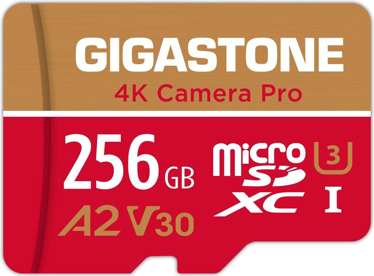 [5-Yrs Free Data Recovery] Gigastone 256GB Micro SD Card, 4K Video Recording for GoPro, Action Camera, DJI, Drone, Nintendo-Switch, R/W up to 100/60 MB/s MicroSDXC Memory Card UHS-I U3 A2 V30 C10