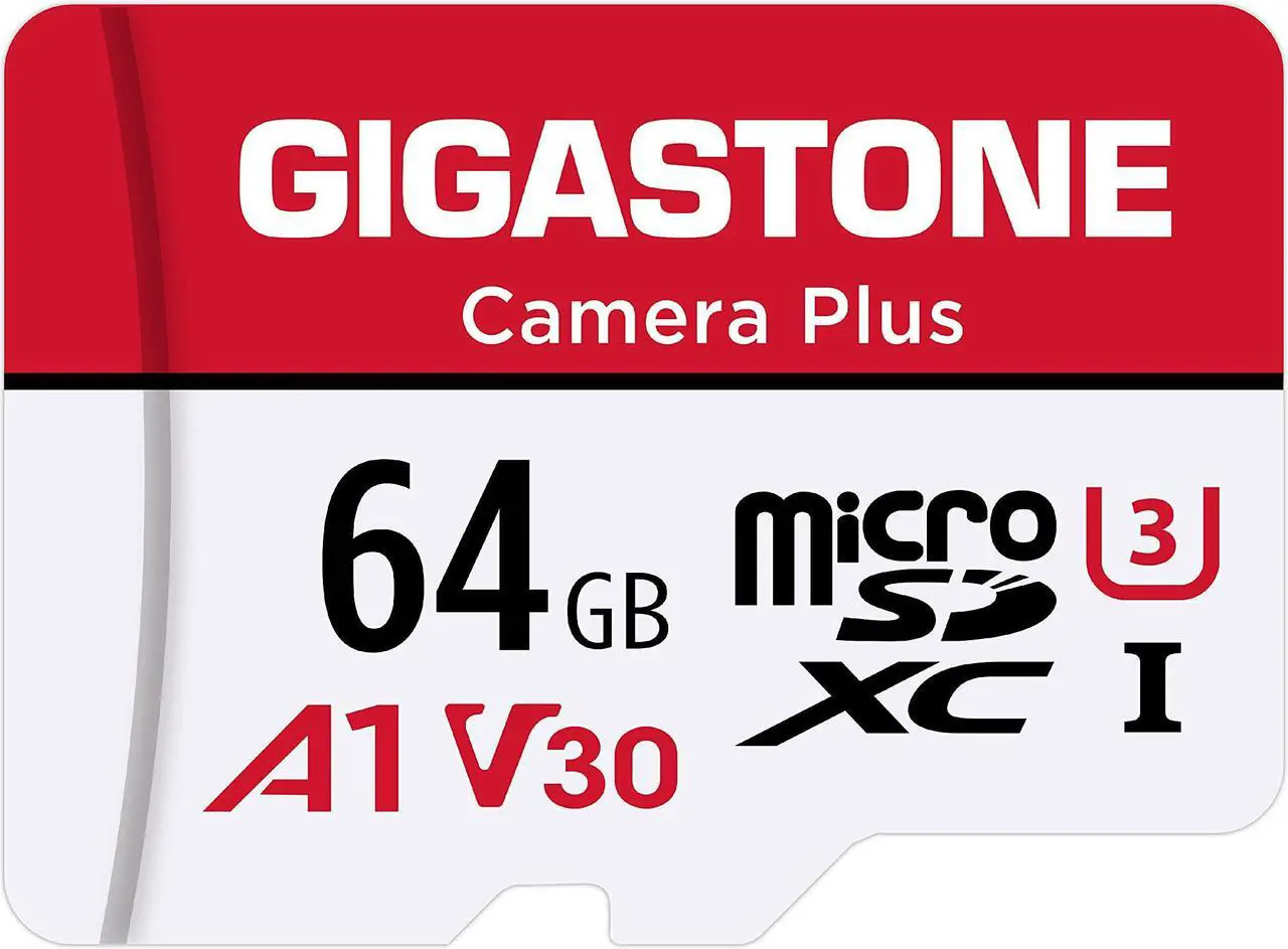 Main image of [Gigastone] 64GB Micro SD Card, Camera Plus, MicroSDXC Memory Card for Wyze Cam, Video Camera, Security Camera, Smartphone, Fire tablet, 4K Video Recording, UHS-I U3 A1 V30, 95MB/s, with Adapter