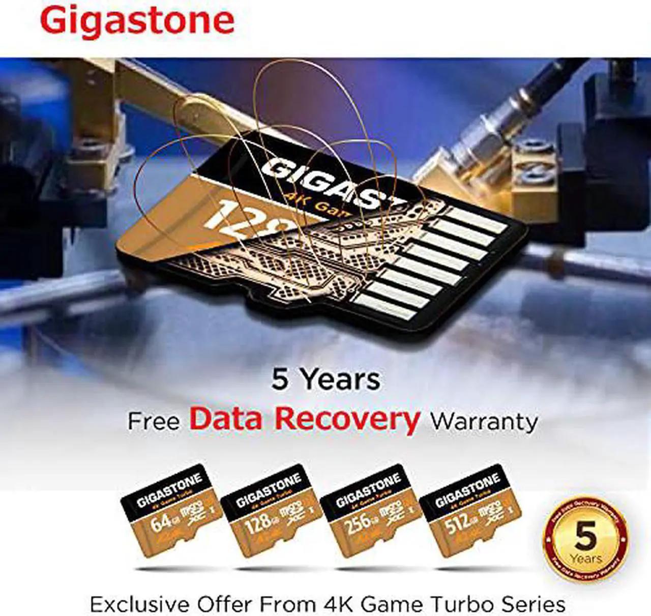 Alt view image 6 of 6 - [5-Yrs Free Data Recovery] Gigastone 512GB Micro SD Card, 4K Game Turbo, MicroSDXC Memory Card for Nintendo-Switch, GoPro, Action Camera, DJI, UHD Video, R/W up to 100/60 MB/s, UHS-I U3 A2 V30 C10