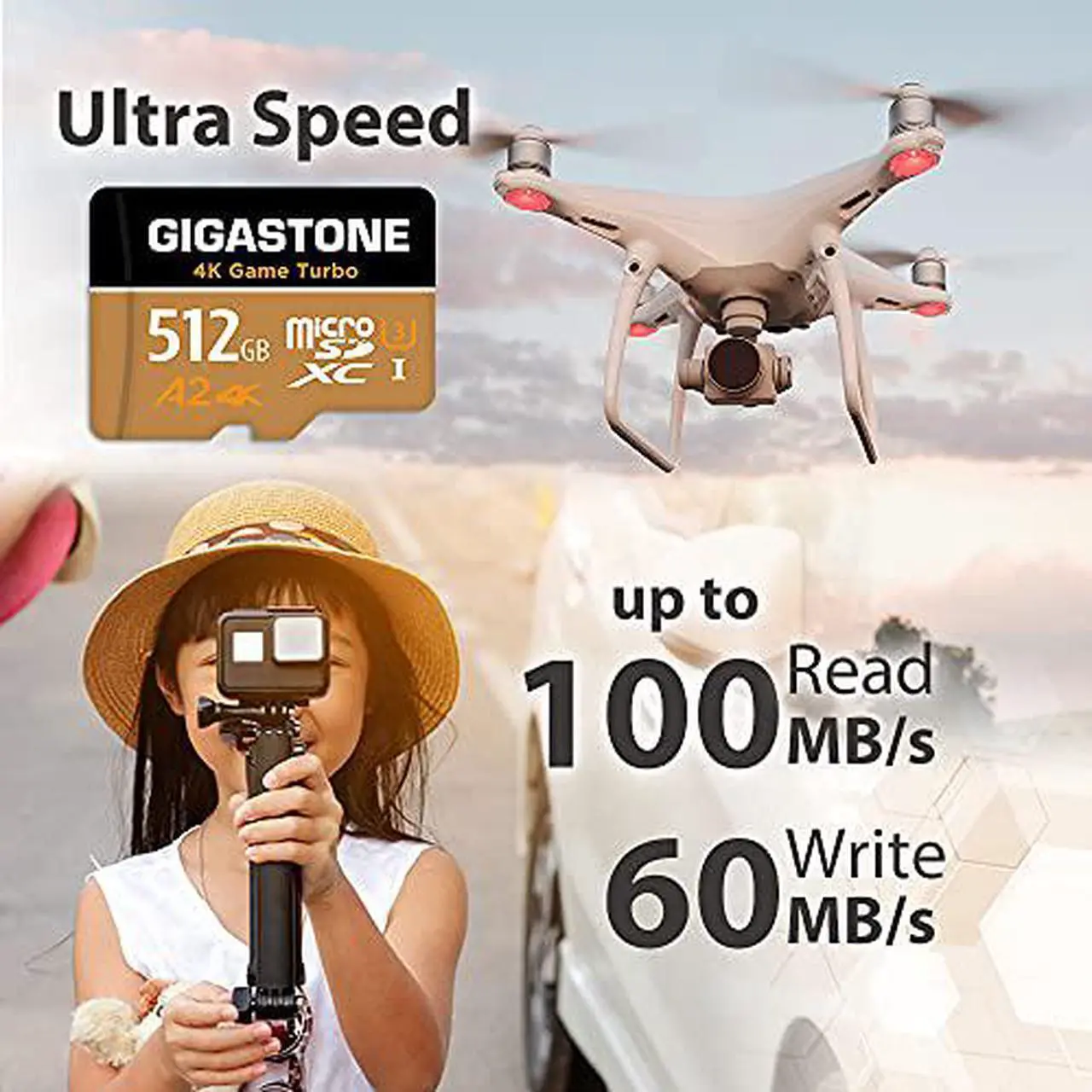 Alt view image 4 of 6 - [5-Yrs Free Data Recovery] Gigastone 512GB Micro SD Card, 4K Game Turbo, MicroSDXC Memory Card for Nintendo-Switch, GoPro, Action Camera, DJI, UHD Video, R/W up to 100/60 MB/s, UHS-I U3 A2 V30 C10