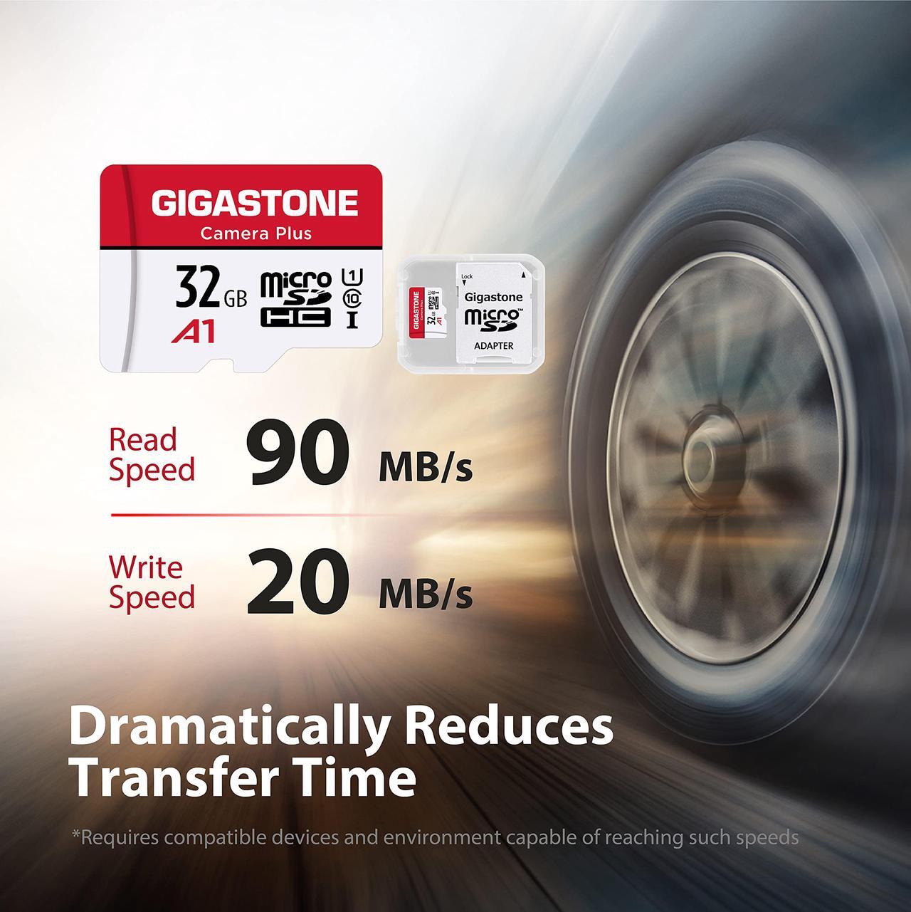 Alt view image 2 of 7 - [Gigastone] Micro SD Card 32GB 2-Pack, Camera Plus, MicroSDHC Memory Card for Video Camera, Wyze Cam, Security Camera, Roku, Full HD Video Recording, UHS-I U1 A1 Class 10, up to 90MB/s, with Adapter