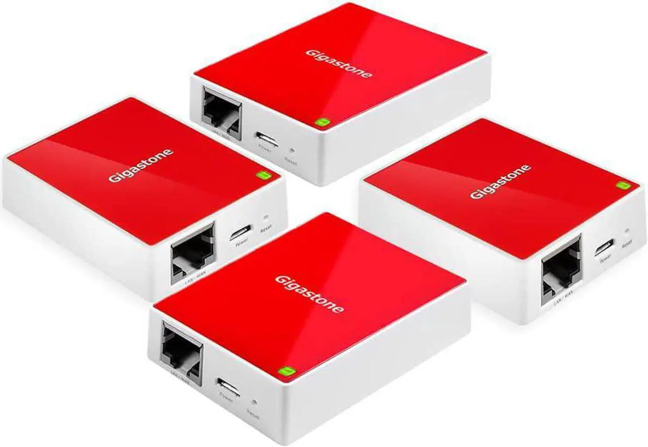 Main image of Gigastone TR1 Mini Wireless 4-Pack Travel Router 150Mbps, WiFi Router, WiFi Repeater, WiFi Range Extender, 802.11N, Built with Qualcomm Atheros AR9331 WiFi Ethernet Processor