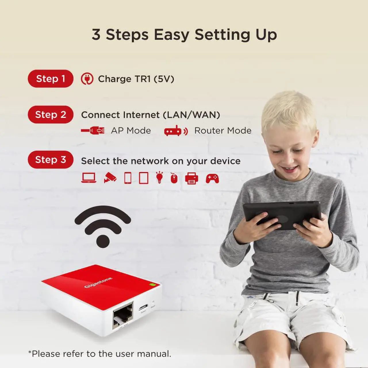 Alt view image 6 of 7 - Gigastone TR1 Mini Wireless 4-Pack Travel Router 150Mbps, WiFi Router, WiFi Repeater, WiFi Range Extender, 802.11N, Built with Qualcomm Atheros AR9331 WiFi Ethernet Processor