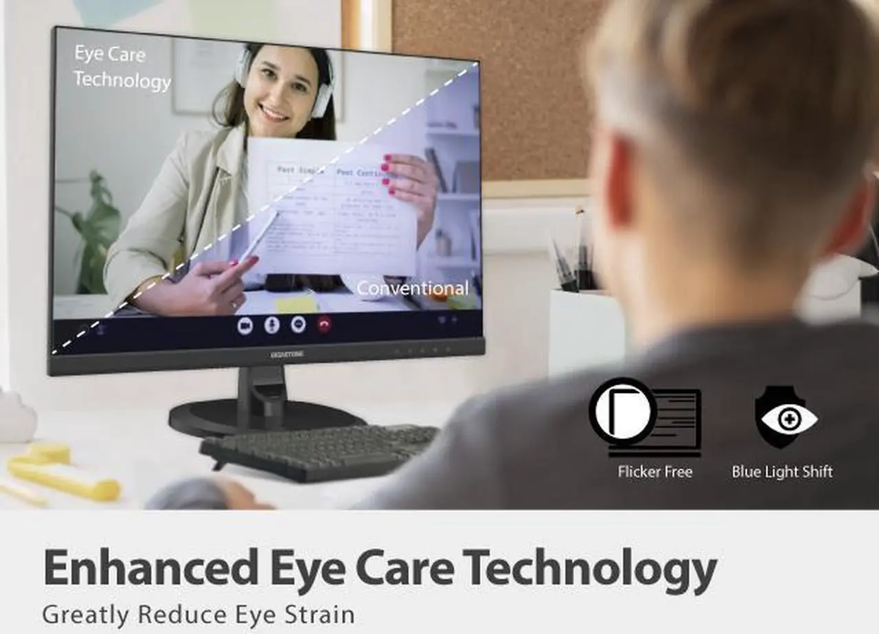 Alt view image 3 of 6 - Gigastone 27 inch IPS LED Back Light Monitor 75Hz FHD 1920 x 1080, 178° Wide View Frameless Computer Monitor 5ms, Built-in Speakers, Eye Care Technology, Ergonomic Tilt VESA Mount, HDMI VGA