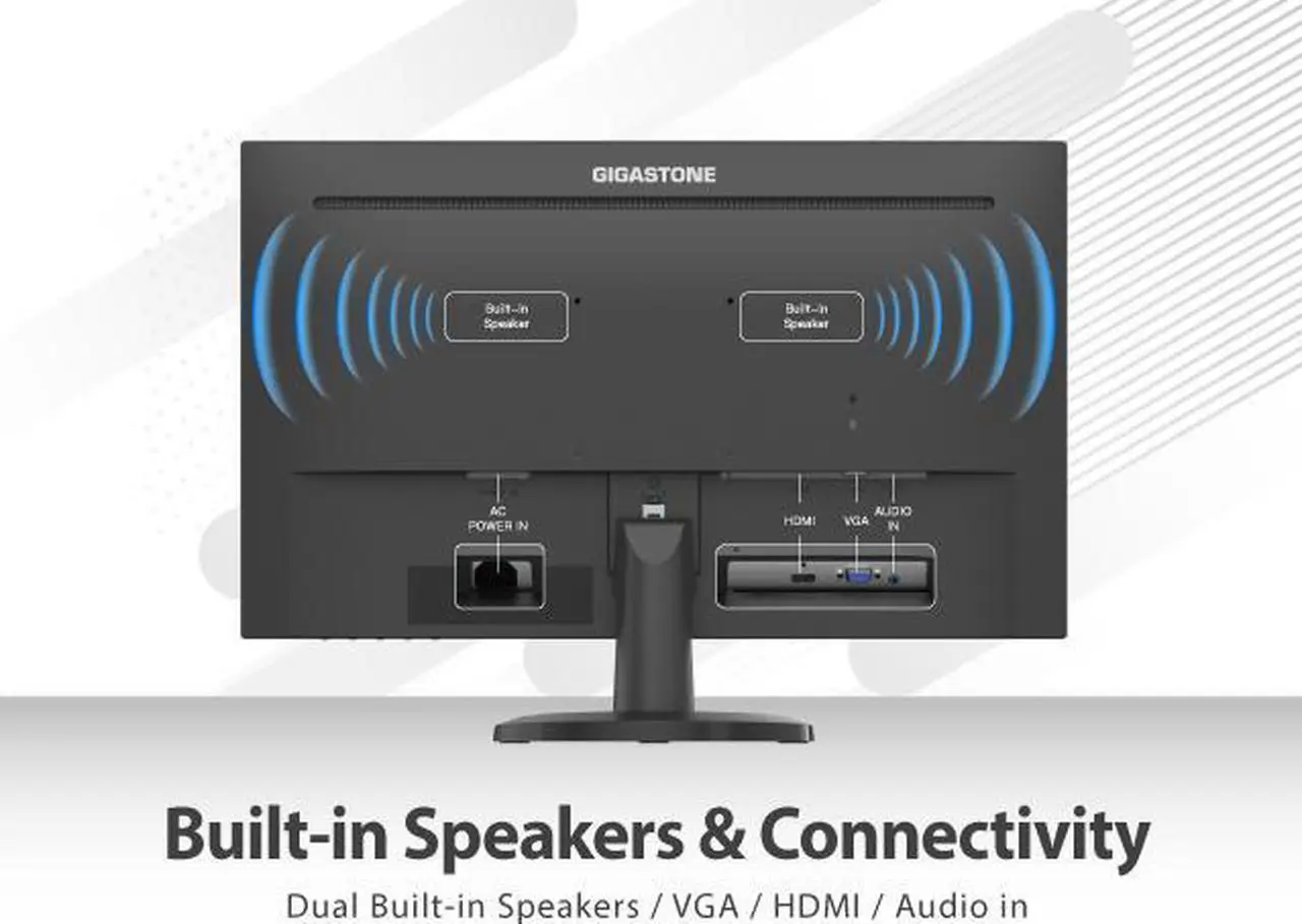 Alt view image 5 of 6 - Gigastone 27 inch IPS LED Back Light Monitor 75Hz FHD 1920 x 1080, 178° Wide View Frameless Computer Monitor 5ms, Built-in Speakers, Eye Care Technology, Ergonomic Tilt VESA Mount, HDMI VGA