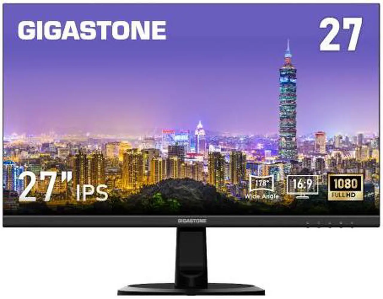 Main image of Gigastone 27 inch IPS LED Back Light Monitor 75Hz FHD 1920 x 1080, 178° Wide View Frameless Computer Monitor 5ms, Built-in Speakers, Eye Care Technology, Ergonomic Tilt VESA Mount, HDMI VGA