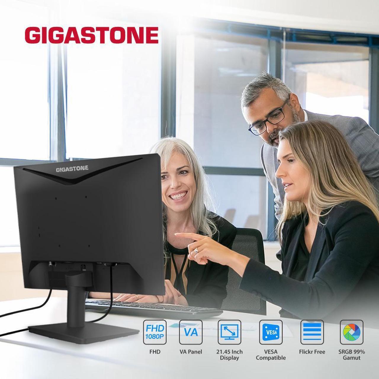 Alt view image 4 of 6 - Gigastone 21.45 inch VA LED Back Light Monitor 75Hz FHD 1920 x 1080, 1080P 178° Wide View Frameless Computer Monitor 4ms, Eye Care Technology, Ergonomic Tilt VESA Mount, HDMI VGA