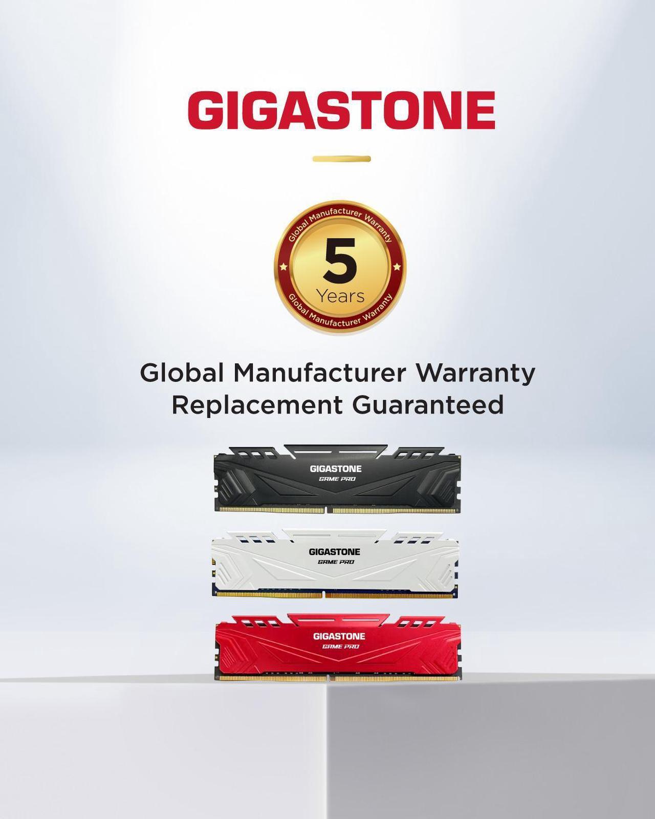 Alt view image 7 of 7 - DDR4 RAM GIGASTONE Black Game PRO Desktop RAM 32GB (2x16GB) DDR4 RAM 32GB DDR4-3200MHz PC4-25600 CL16 1.35V 288 Pin Unbuffered Non ECC UDIMM for PC Gaming Desktop Memory (Desktop ONLY)