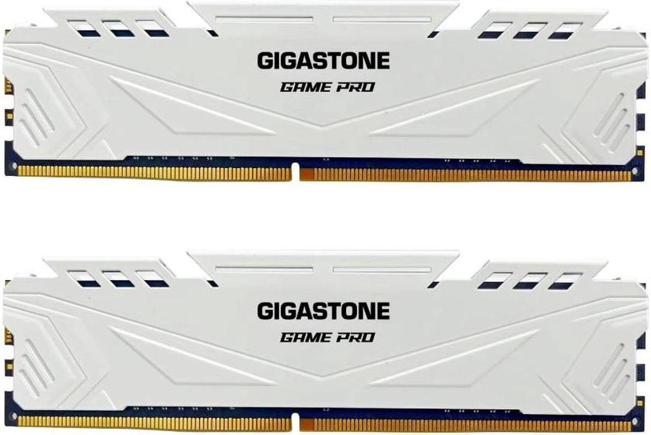 Main image of DDR4 RAM GIGASTONE White Game PRO Desktop RAM 32GB (2x16GB) DDR4 RAM 32GB DDR4-3200MHz PC4-25600 CL16 1.35V 288 Pin Unbuffered Non ECC UDIMM for PC Gaming Desktop Memory (Desktop ONLY)