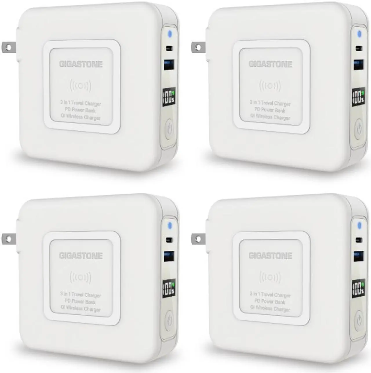 Main image of Gigastone 4-in-1 10000mAh Qi Wireless Portable Charger 24W Wireless Power Bank
