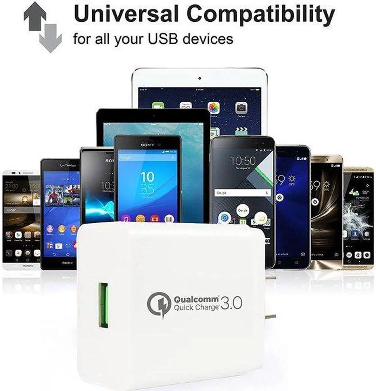 Alt view image 2 of 7 - Gigastone USB 18W Fast Charge Wall Charger with Qualcomm Quick Charge 3.0 - White, 2 Pack